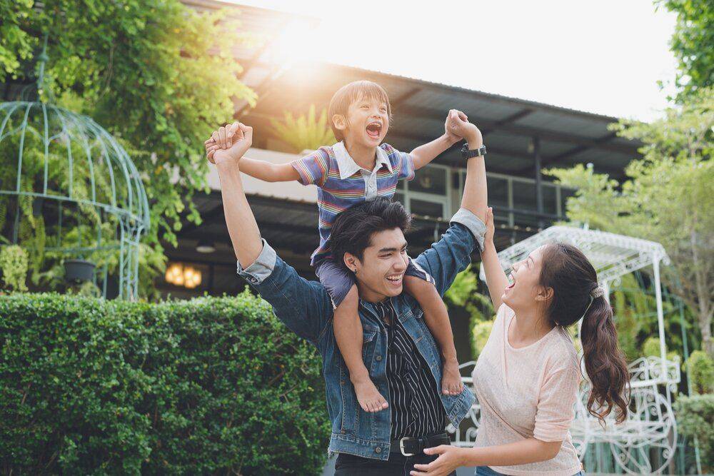 family with a father, mother and baby